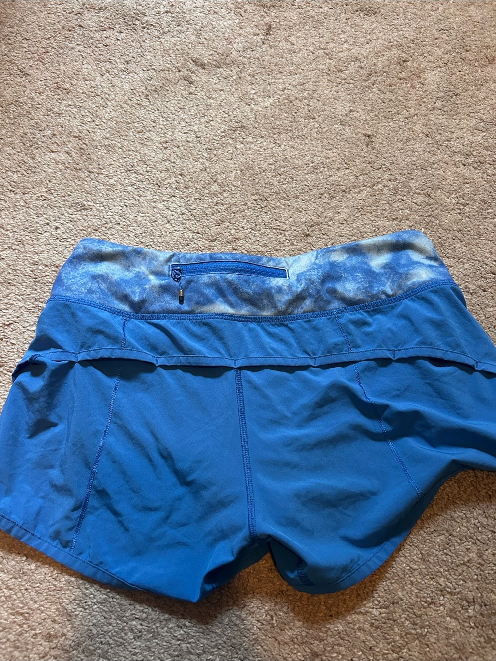 lululemon athletica Blue Running Shorts with Patterned Waistband